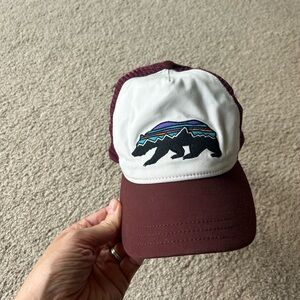 Patagonia Fitz Roy Bear Trucker Hat Maroon Mesh Snapback All size